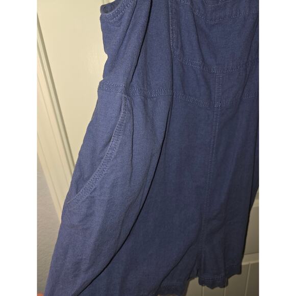 Old Navy Utility Linen Blend Overalls - Beautiful Blue and Adorable Large - Picture 4 of 5
